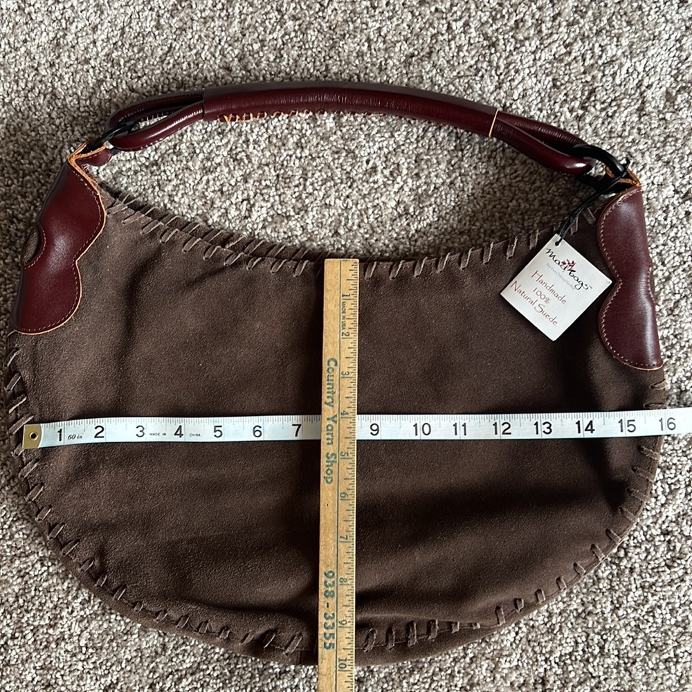 Brown Suede Hobo Bag - Picture 3 of 12